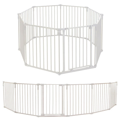 New Toddleroo 3 - in - 1 Metal Play Yard Gate 8 Panels, 199" Wide (Taupe) - Kidsy