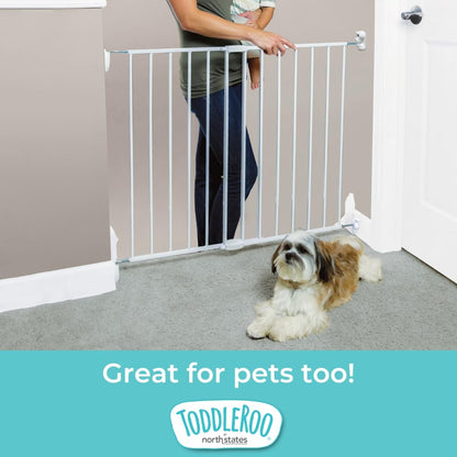 New Toddleroo by North States Essential Stairway & Walkway Baby Gate (White) - Kidsy