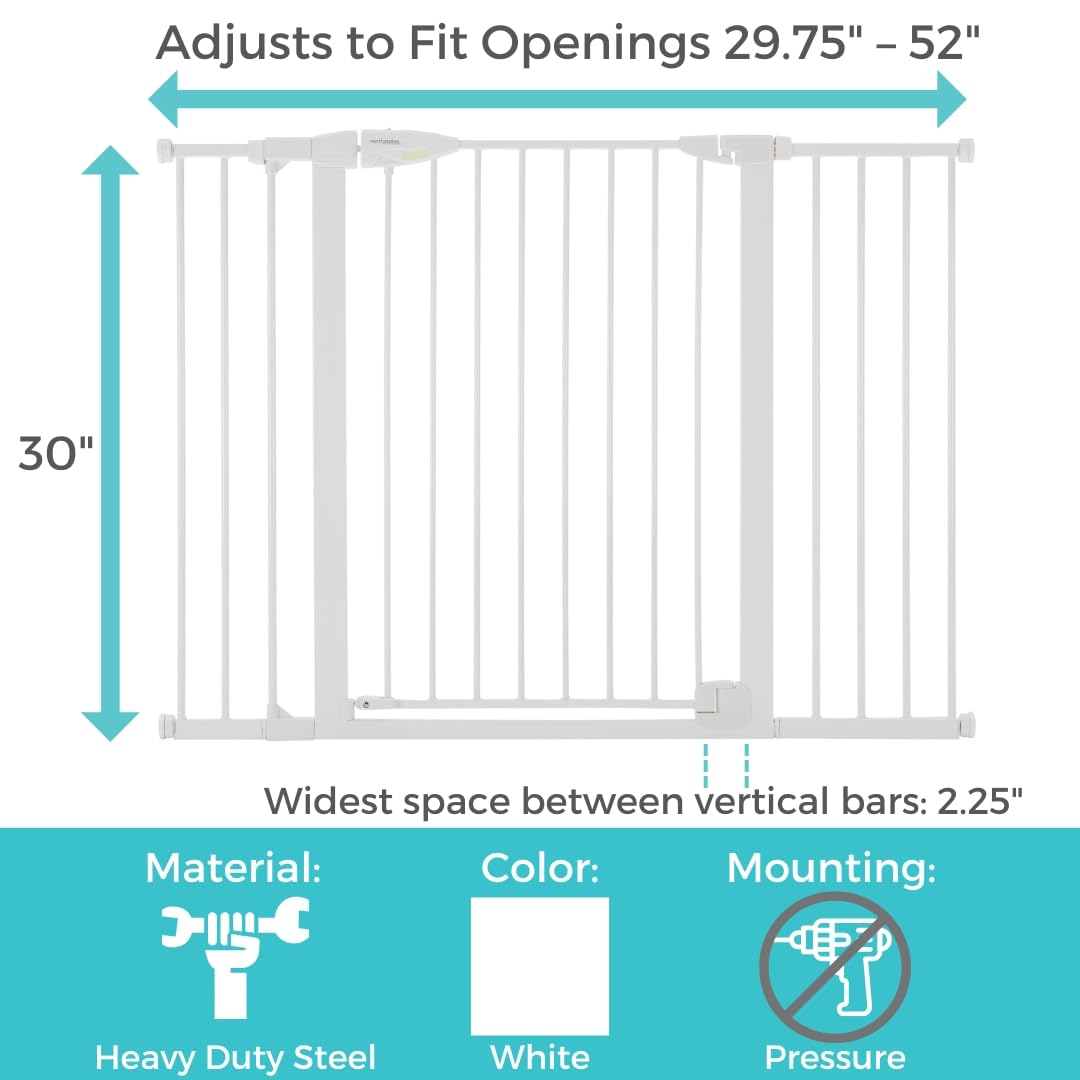 New Toddleroo by North States - Extra Wide Bright Choice Baby Gate (29.75 to 52 Inches Wide - 30 Inches Tall - White) - Kidsy