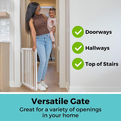 New Toddleroo by North States LuxeCraft Wooden Baby Gate (White) - Kidsy