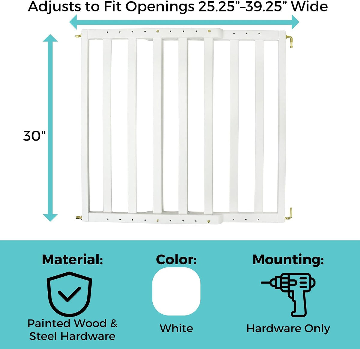 New Toddleroo by North States LuxeCraft Wooden Baby Gate (White) - Kidsy