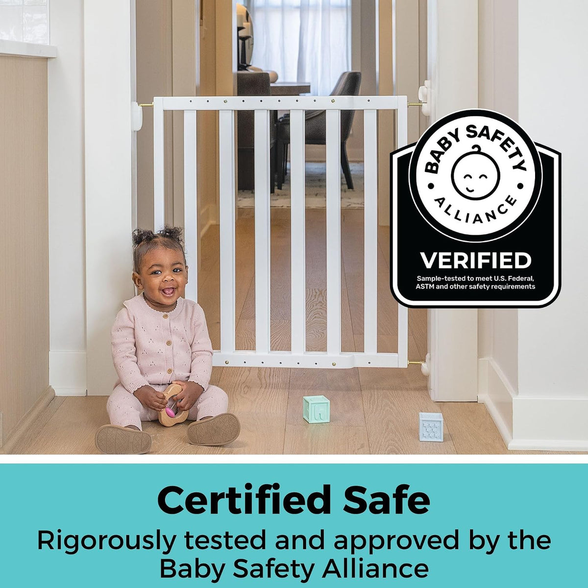 New Toddleroo by North States LuxeCraft Wooden Baby Gate (White) - Kidsy