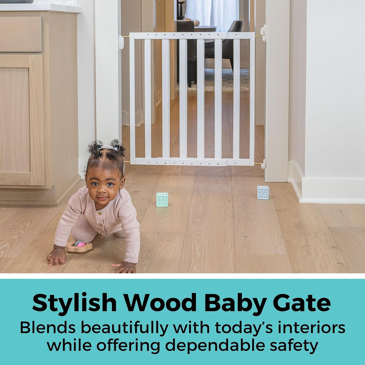 New Toddleroo by North States LuxeCraft Wooden Baby Gate (White) - Kidsy