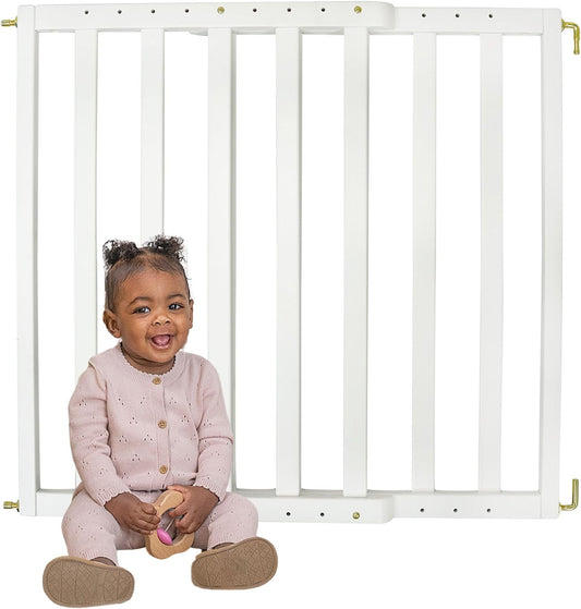 New Toddleroo by North States LuxeCraft Wooden Baby Gate (White) - Kidsy