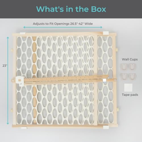 New Toddleroo by North States Quick Fit Oval Mesh Wooden Baby Gate: 26.5" - 42" Wide (Brown - White) - Kidsy