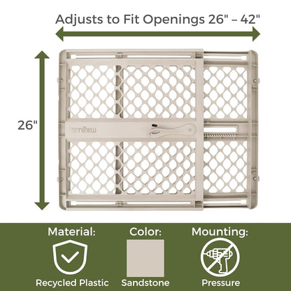 New Toddleroo by North States Renew 100% Recycled Plastic Baby Gate 26" - 42" (Sandstone) - Kidsy