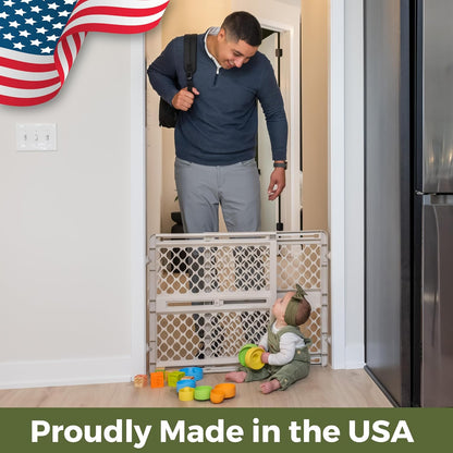New Toddleroo by North States Renew 100% Recycled Plastic Baby Gate 26" - 42" (Sandstone) - Kidsy