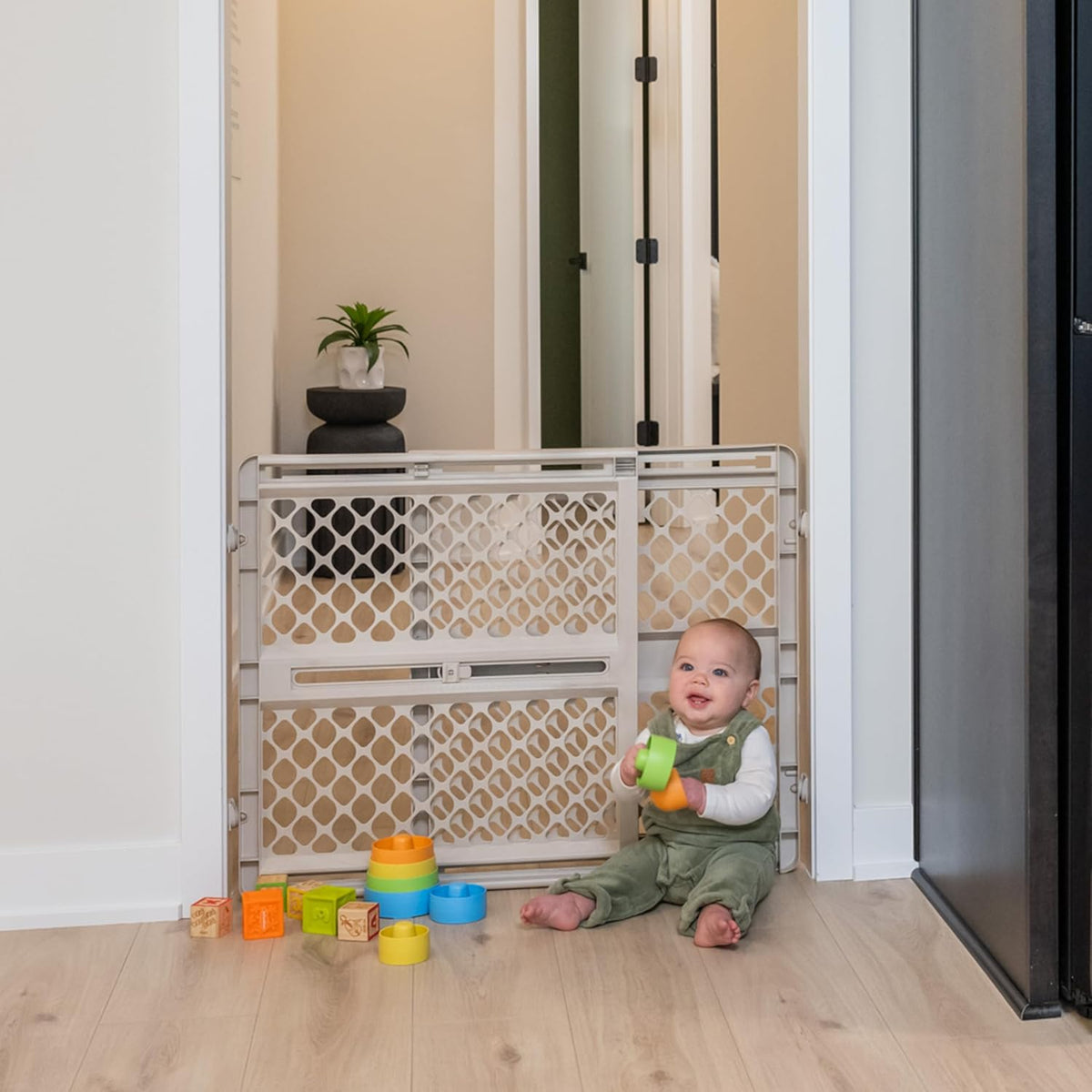 New Toddleroo by North States Renew 100% Recycled Plastic Baby Gate 26" - 42" (Sandstone) - Kidsy