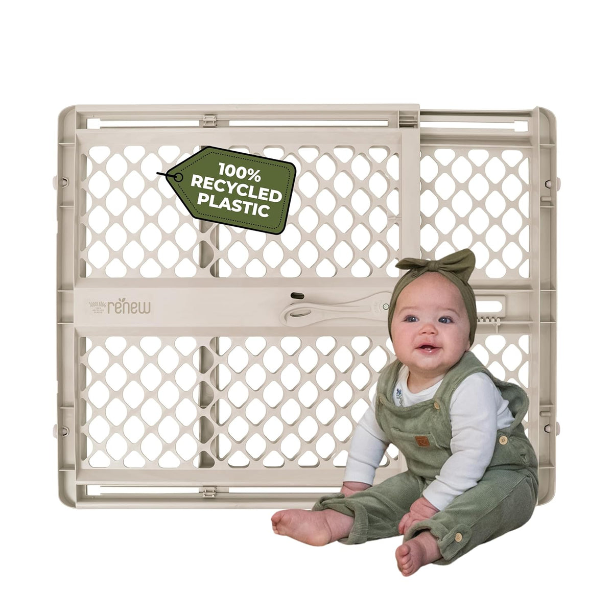 New Toddleroo by North States Renew 100% Recycled Plastic Baby Gate 26" - 42" (Sandstone) - Kidsy