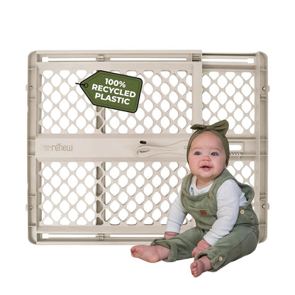 New Toddleroo by North States Renew 100% Recycled Plastic Baby Gate 26" - 42" (Sandstone) - Kidsy