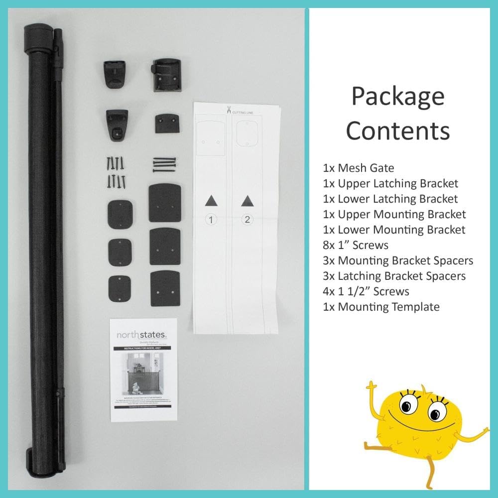 New Toddleroo by North States - Retractable Fit Mesh Baby Gate Extra Wide Up to 55 Inches Wide 33 Inches Tall (Black) - Kidsy