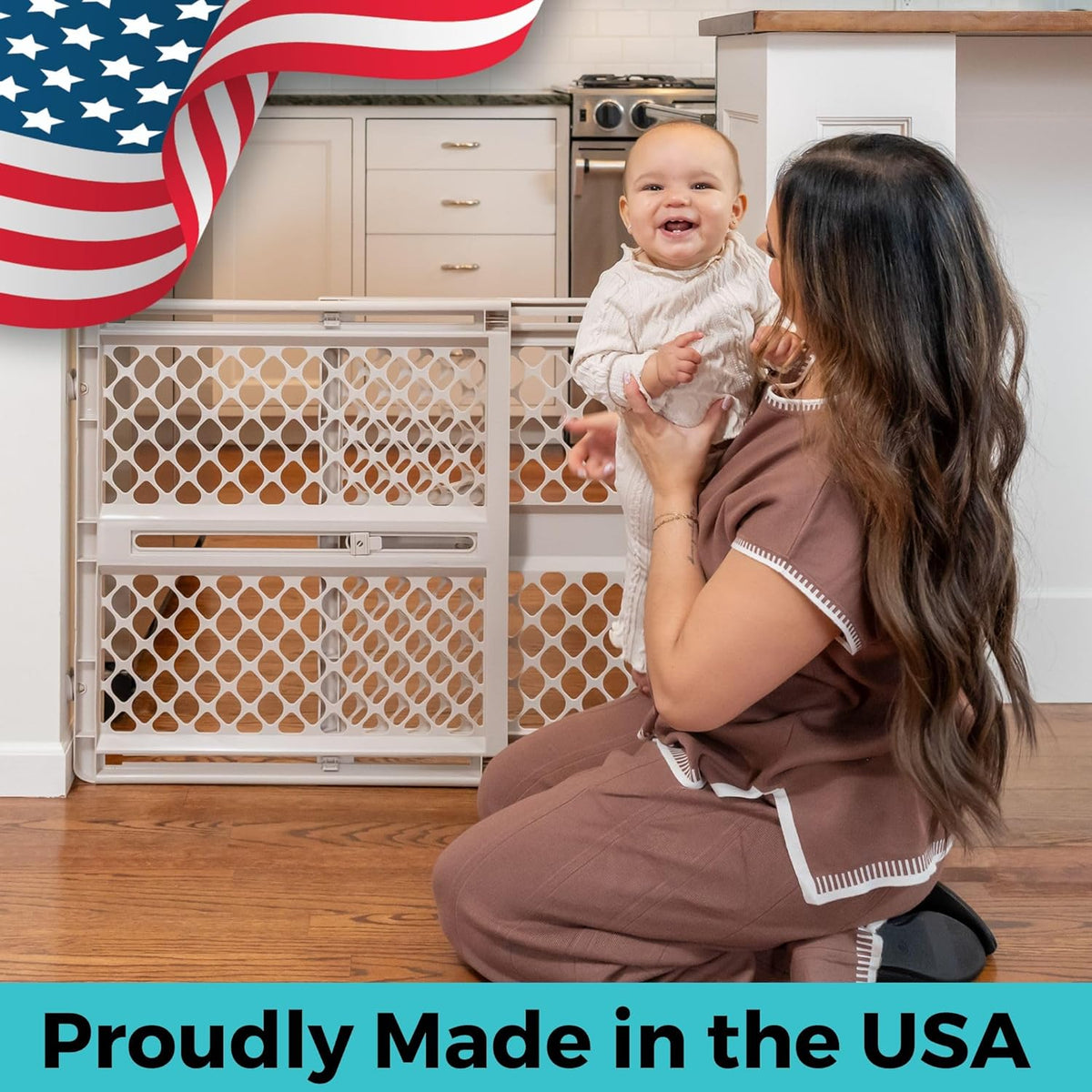 New Toddleroo by North States Supergate Ergo Baby Gate (26 to 42 Inches Wide - 26 Inches Tall - Sand) - Kidsy