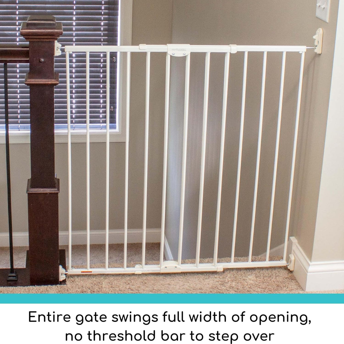 New Toddleroo Easy Swing & Lock Baby Gate for Top of Stairs 28.7"-47.8" Wide, 36" Tall (Ivory) - Kidsy