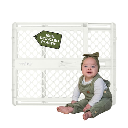 New Toddleroo Renew Recycled Plastic Baby Gate 26–42 Inch (Pure White) - Kidsy