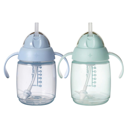 New Tommee Tippee Starter Weighted Straw Baby & Toddler 10oz Sippy Cup for 6 Months+ Pack of 2 (Blue & Green) - Kidsy