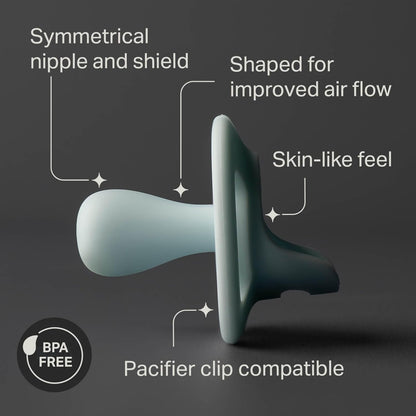 New Tommee Tippee Ultra - Light StayPut Pacifier, 18 - 36m, 4 Pack (Bright Blue/Honey/Sage/Brown) - Kidsy