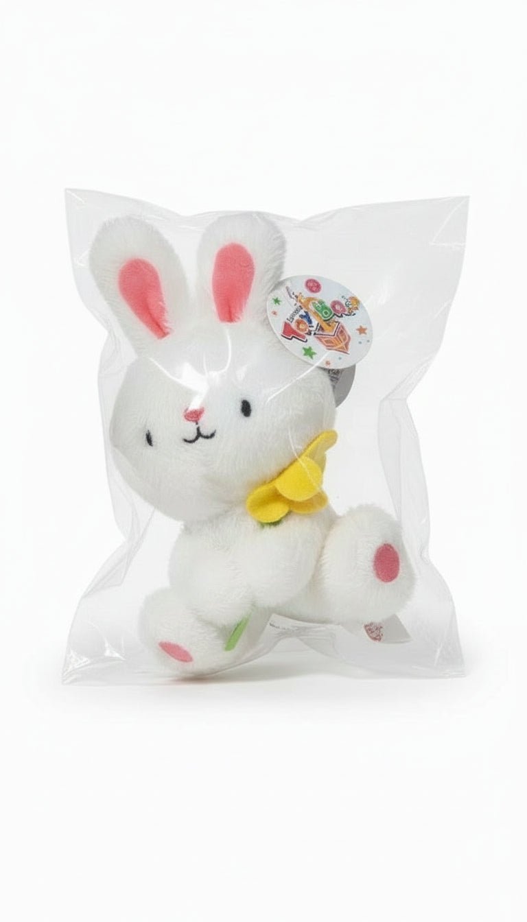 New Toybox White Plush Bunny Stuffed Animal with Yellow Flower – Small Soft Toy for Kids - Kidsy