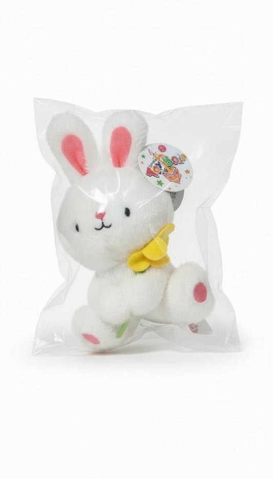 New Toybox White Plush Bunny Stuffed Animal with Yellow Flower – Small Soft Toy for Kids - Kidsy