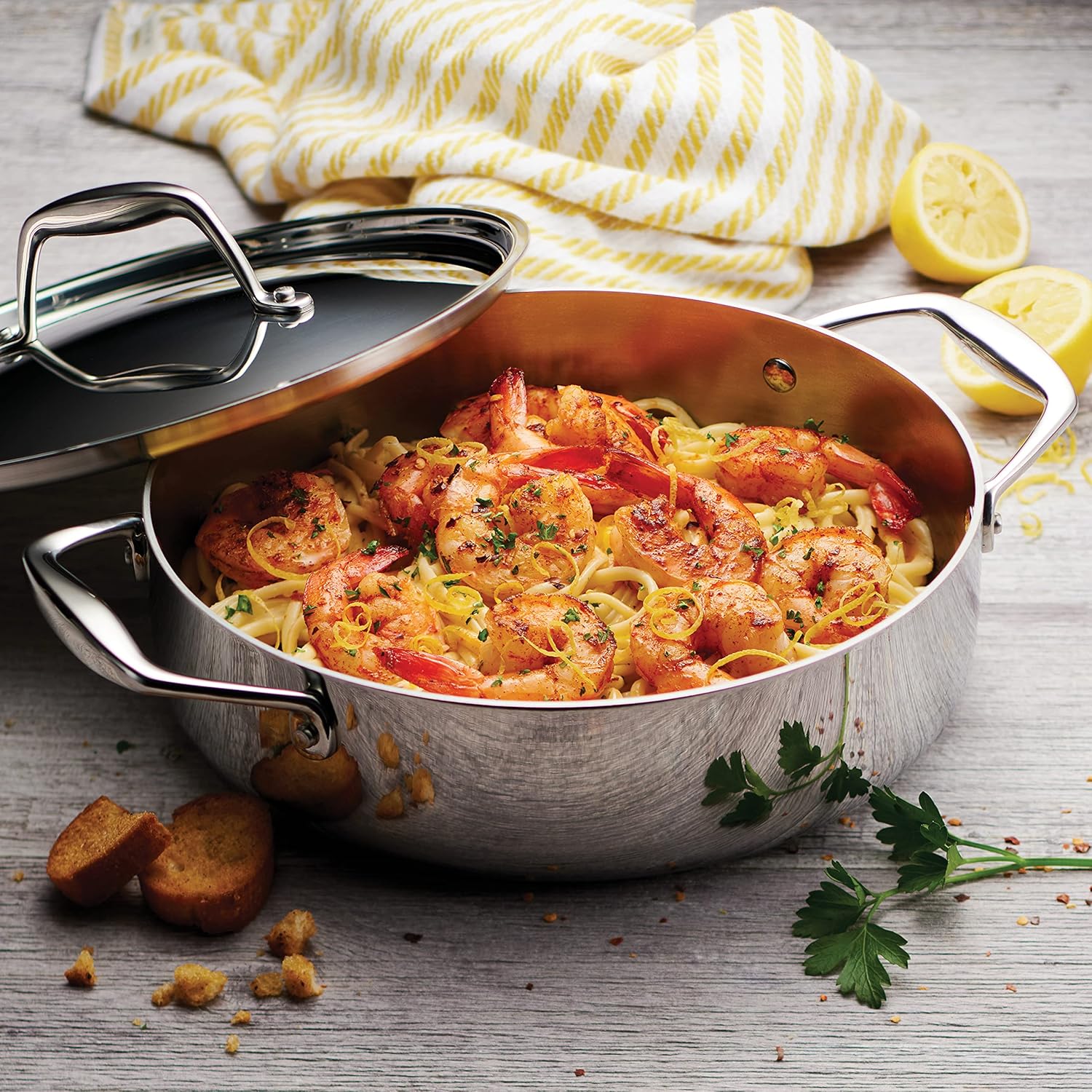 New Tramontina Signature Tri - Ply Clad Stainless Steel 3 - Quart Braiser Pan with Lid - Kidsy