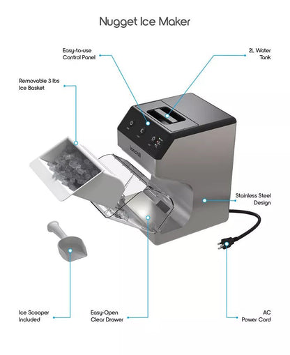 New Tzumi IonChill QuickCube Nugget Ice Maker (Silver) - Kidsy