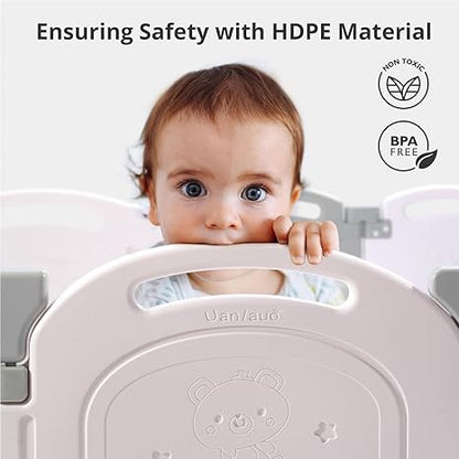 New Uanlauo 18 - Panel Foldable Baby Playpen (Gray/White) - Kidsy