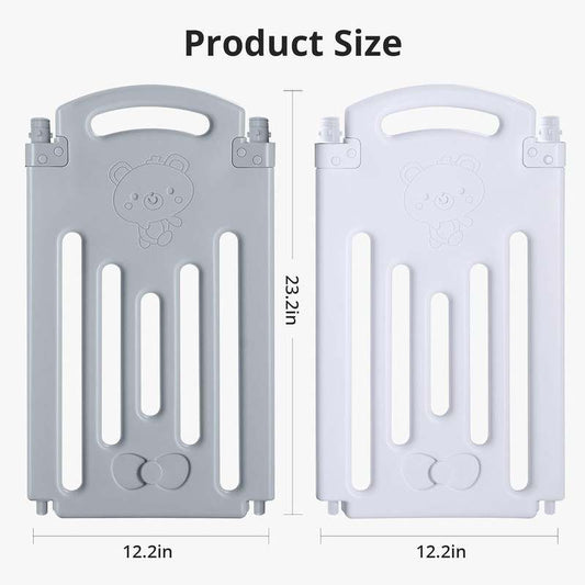 New UANLAUO Foldable Baby Playpen 2 Panels Expandable Baby Fence Gate (Gray+White | 24.4 x 1.4 x 23.2 inches) - Kidsy