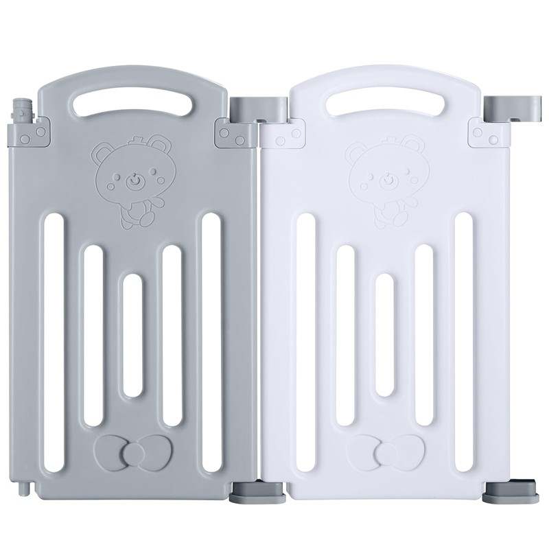 New UANLAUO Foldable Baby Playpen 2 Panels Expandable Baby Fence Gate (Gray+White | 24.4 x 1.4 x 23.2 inches) - Kidsy