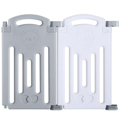 New UANLAUO Foldable Baby Playpen 2 Panels Expandable Baby Fence Gate (Gray+White | 24.4 x 1.4 x 23.2 inches) - Kidsy