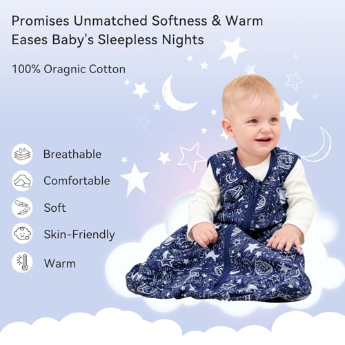New Unnivoll Baby Sleep Sack 0 - 6 Months 3 Pack 100% Cotton Small (Blue) - Kidsy