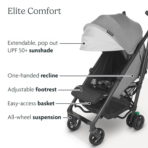 New UPPAbaby G - Luxe Umbrella Stroller Greyson (Charcoal Mélange/Carbon Frame) - Kidsy