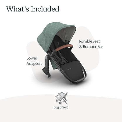New UPPAbaby RumbleSeat V3 Second Lower Seat - Gwen (Green Mélange/Carbon Frame/Saddle Leather) - Kidsy