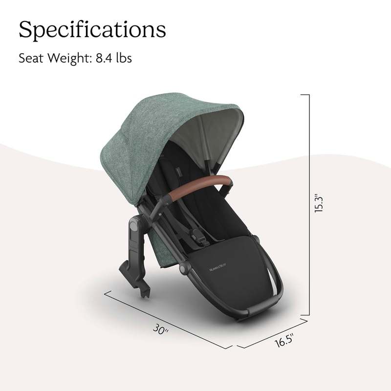 New UPPAbaby RumbleSeat V3 Second Lower Seat - Gwen (Green Mélange/Carbon Frame/Saddle Leather) - Kidsy