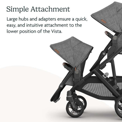 New UPPAbaby RumbleSeat V3 Second Lower Seat - Theo (Dark Taupe/Silver Frame/Chestnut Leather) - Kidsy