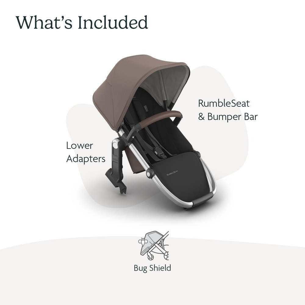 New UPPAbaby RumbleSeat V3 Second Lower Seat - Theo (Dark Taupe/Silver Frame/Chestnut Leather) - Kidsy