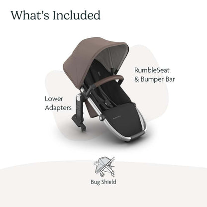 New UPPAbaby RumbleSeat V3 Second Lower Seat - Theo (Dark Taupe/Silver Frame/Chestnut Leather) - Kidsy