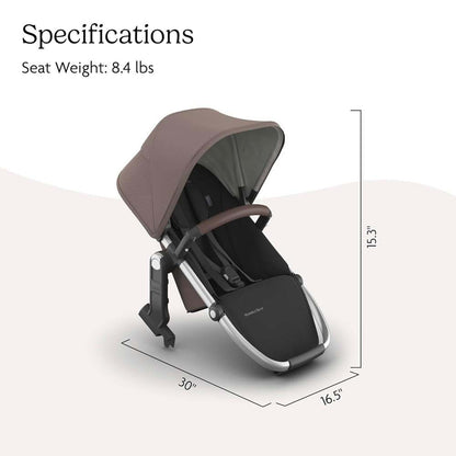 New UPPAbaby RumbleSeat V3 Second Lower Seat - Theo (Dark Taupe/Silver Frame/Chestnut Leather) - Kidsy