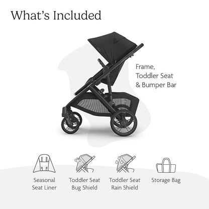 New UPPAbaby Vista V3 Stroller Jake (Charcoal/Carbon Frame/Black Leather) - Kidsy
