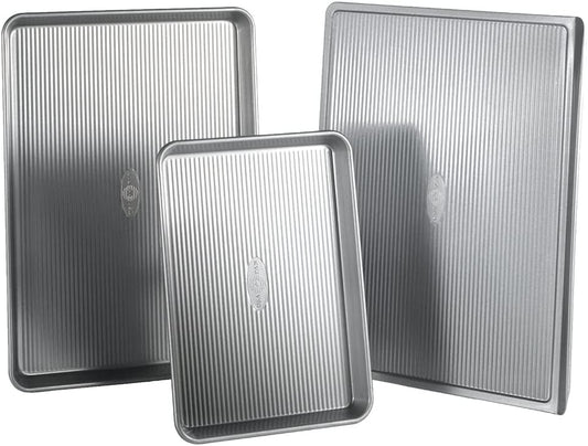 New USA Pan 3 - Piece Warp Resistant Non - Stick Aluminized Steel Bakeware Set - Kidsy