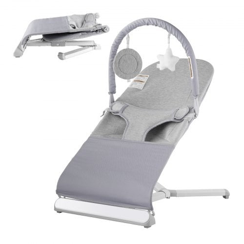 New VEVOR Baby Bouncer, Folding Bouncer Seat for Babies 0 - 9 Months (Light Gray) - Kidsy