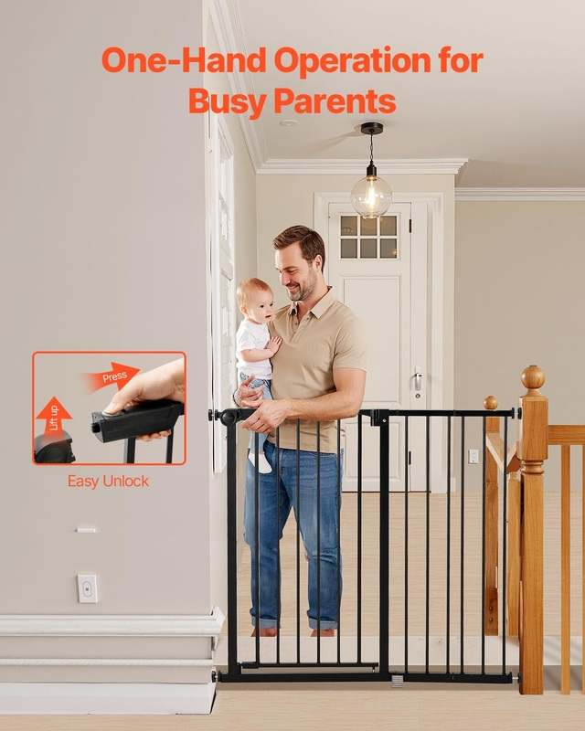 New VEVOR Baby Gate, 26 - 40 Inches Adjustable Width, 36 Inches High (Black) - Kidsy