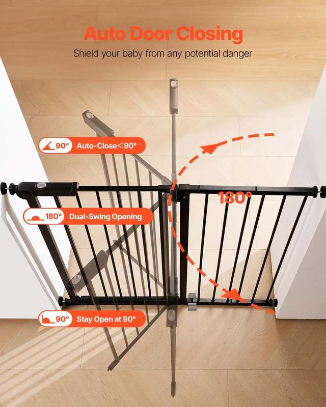 New VEVOR Baby Gate, 26 - 40 Inches Adjustable Width, 36 Inches High (Black) - Kidsy