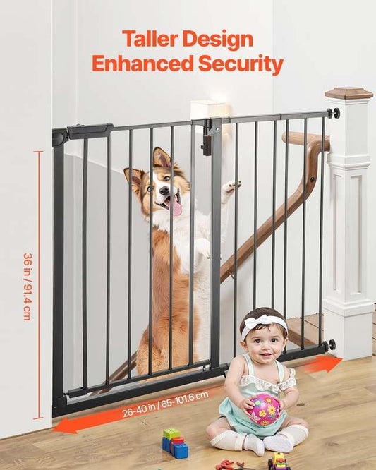 New VEVOR Baby Gate, 26 - 40 Inches Adjustable Width, 36 Inches High (Black) - Kidsy