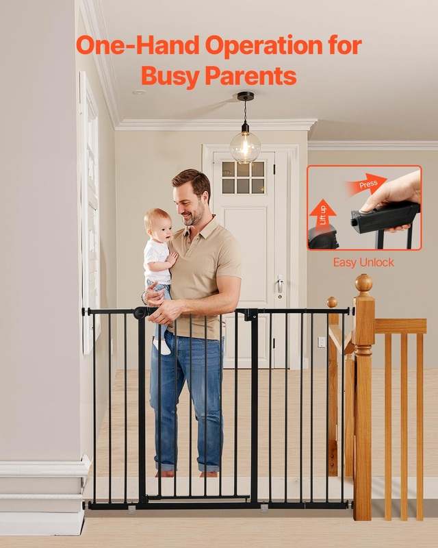 New VEVOR Baby Gate, 26 - 48 Inches Adjustable Width (Black) - Kidsy