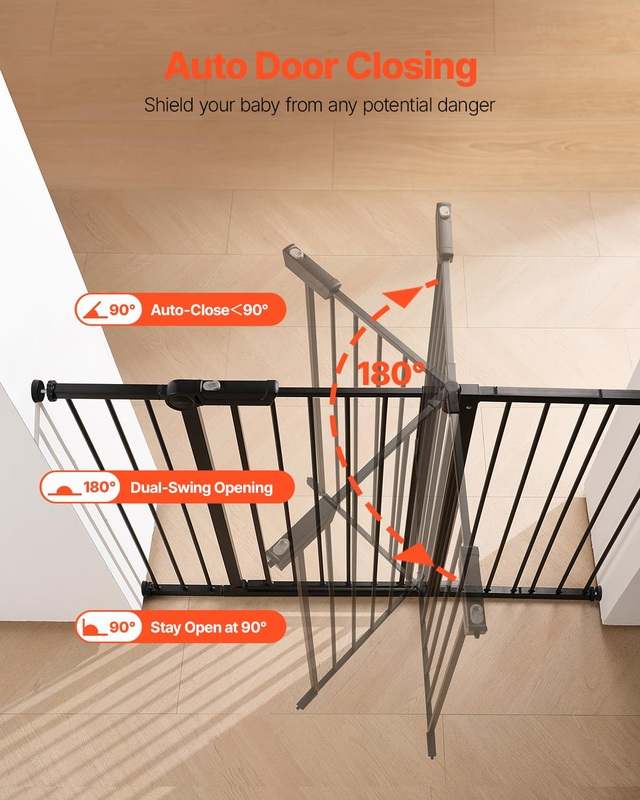 New VEVOR Baby Gate, 26 - 48 Inches Adjustable Width (Black) - Kidsy