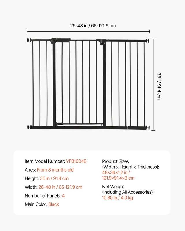 New VEVOR Baby Gate, 26 - 48 Inches Adjustable Width (Black) - Kidsy