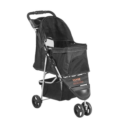 New VEVOR Pet Stroller, 3 Wheels Dog Stroller Rotate with Brakes (Black) - Kidsy