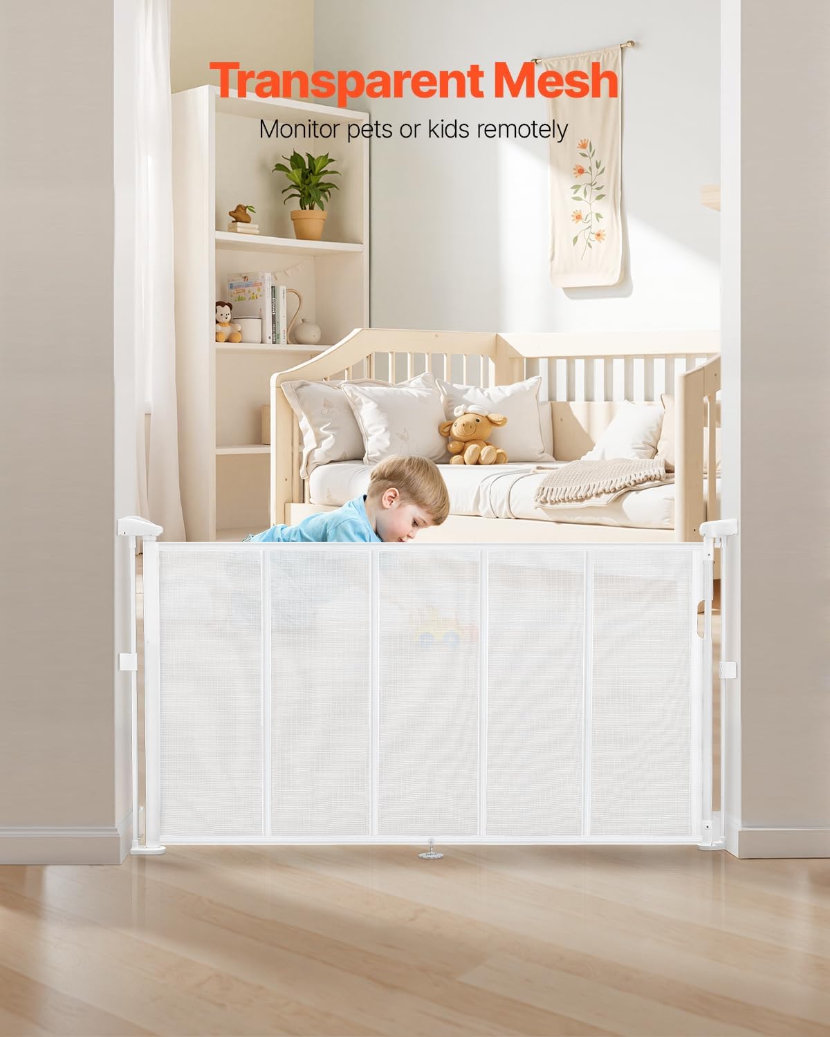 New VEVOR Retractable Baby Gate, 34 inch Tall, Extends up to 55 inch Wide (White) - Kidsy