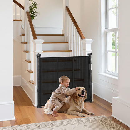 New VEVOR Retractable Baby Gate (55"W x 34"H, Black) - Kidsy