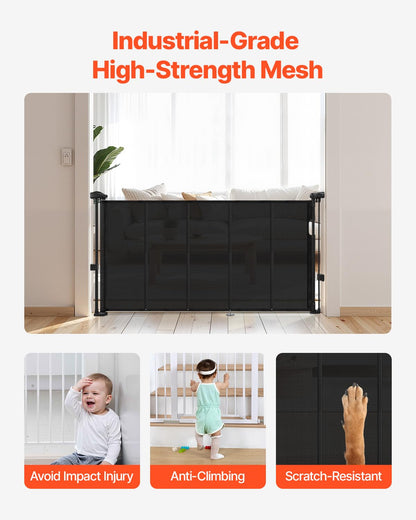 New VEVOR Retractable Baby Gate (55"W x 34"H, Black) - Kidsy