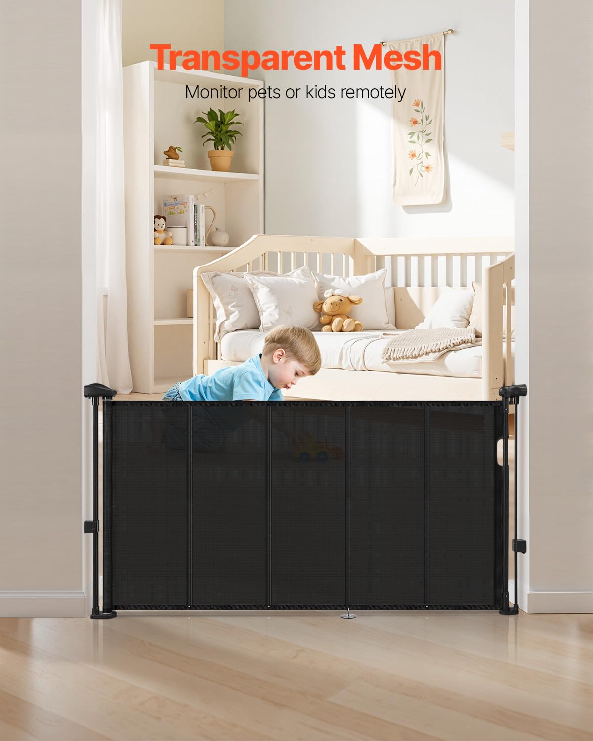 New VEVOR Retractable Baby Gate (55"W x 34"H, Black) - Kidsy